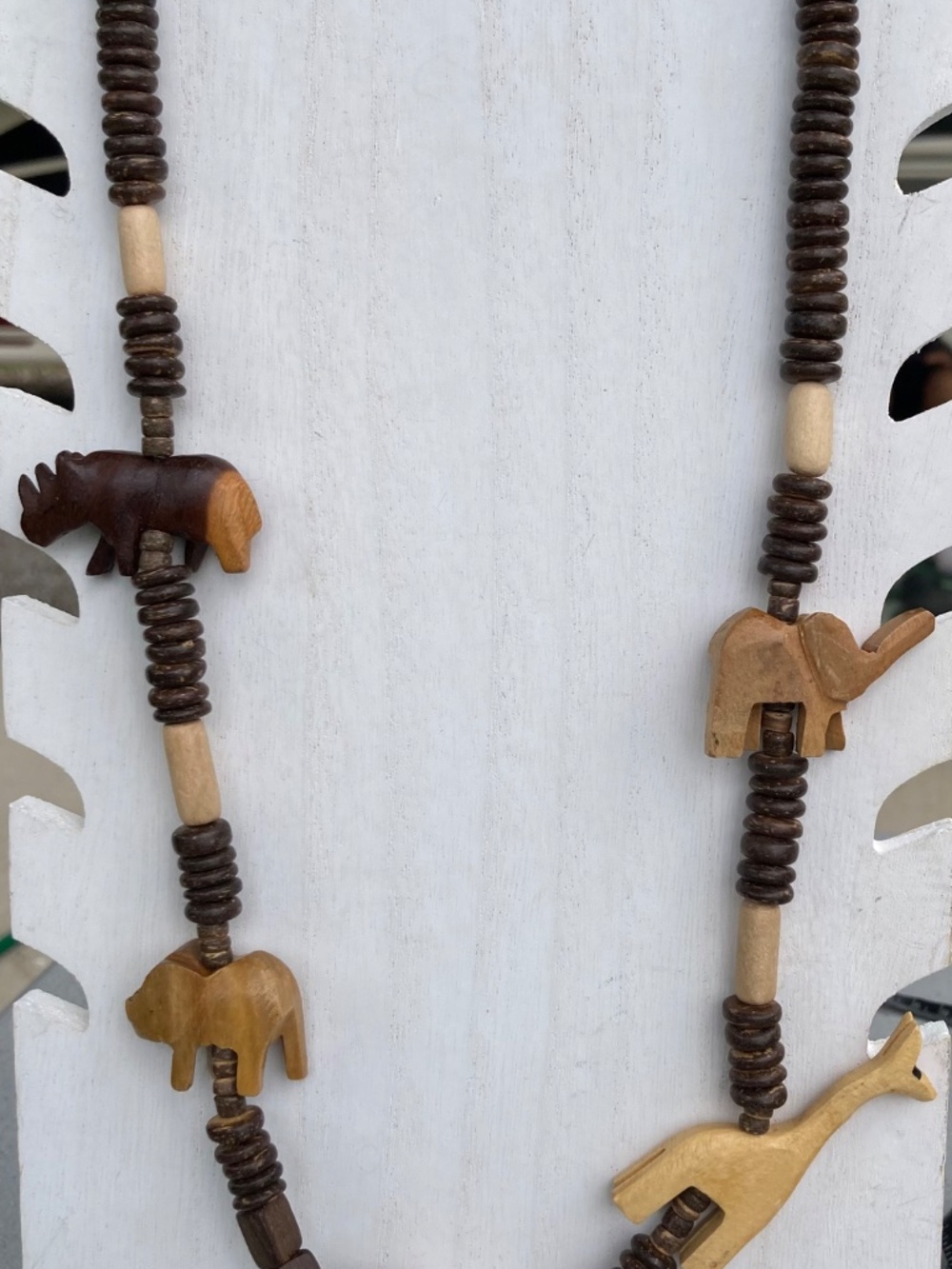 African Tribal Wood Safari Necklace Vintage 36” - Picture 2 of 8